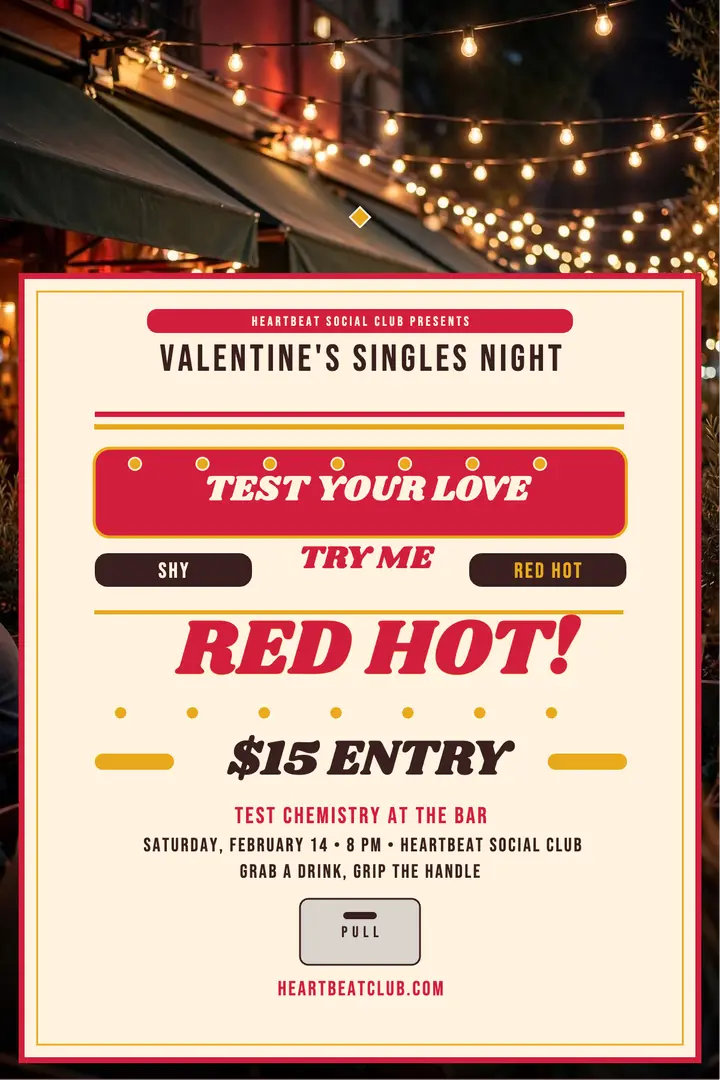 Heartbeat singles night love tester poster template