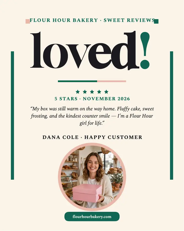 Flour Hour loved bakery review post template
