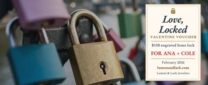 Lumen and Lark love lock gift voucher: valentine gift voucher template