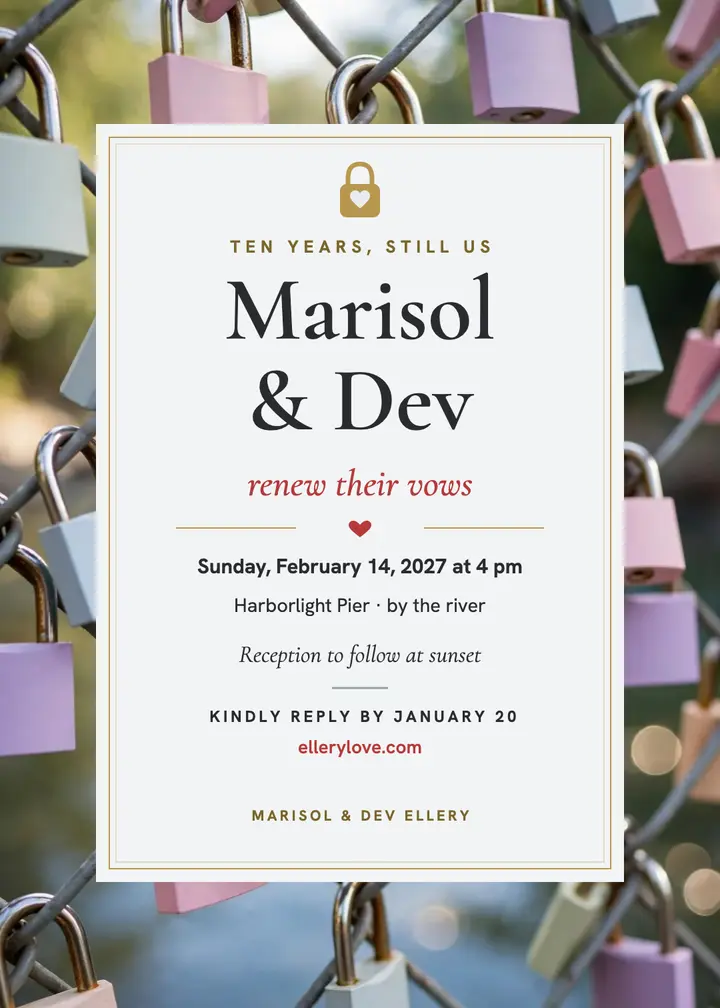 Marisol and Dev vow renewal invitation template