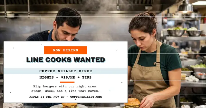 Copper Skillet line cook nights hiring post template