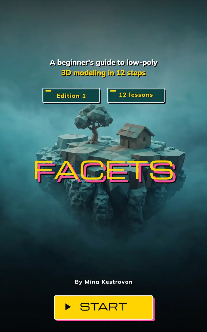 FACETS low-poly 3D modeling guide ebook cover template