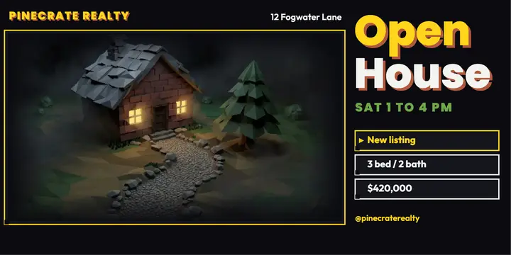Open house game-menu post, Pinecrate Realty template