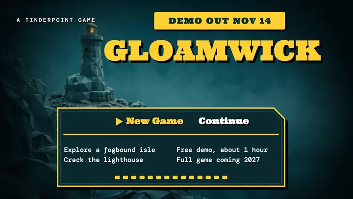 Gloamwick horror game demo thumbnail, low-poly template