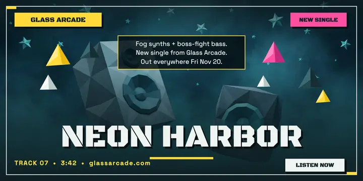 Neon Harbor single drop low-poly post template