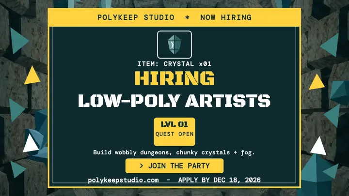 Polykeep Studio hiring low-poly artists thumbnail template