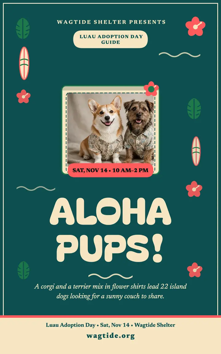 Luau puppy adoption ebook cover template