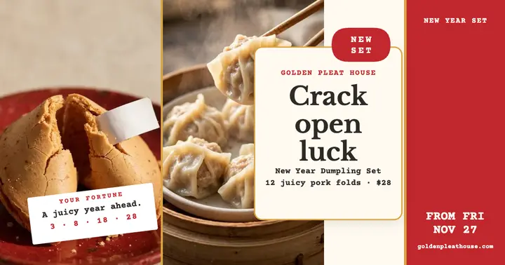 Golden Pleat lucky dumpling launch template