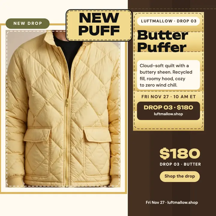 Luftmallow butter puffer drop post template