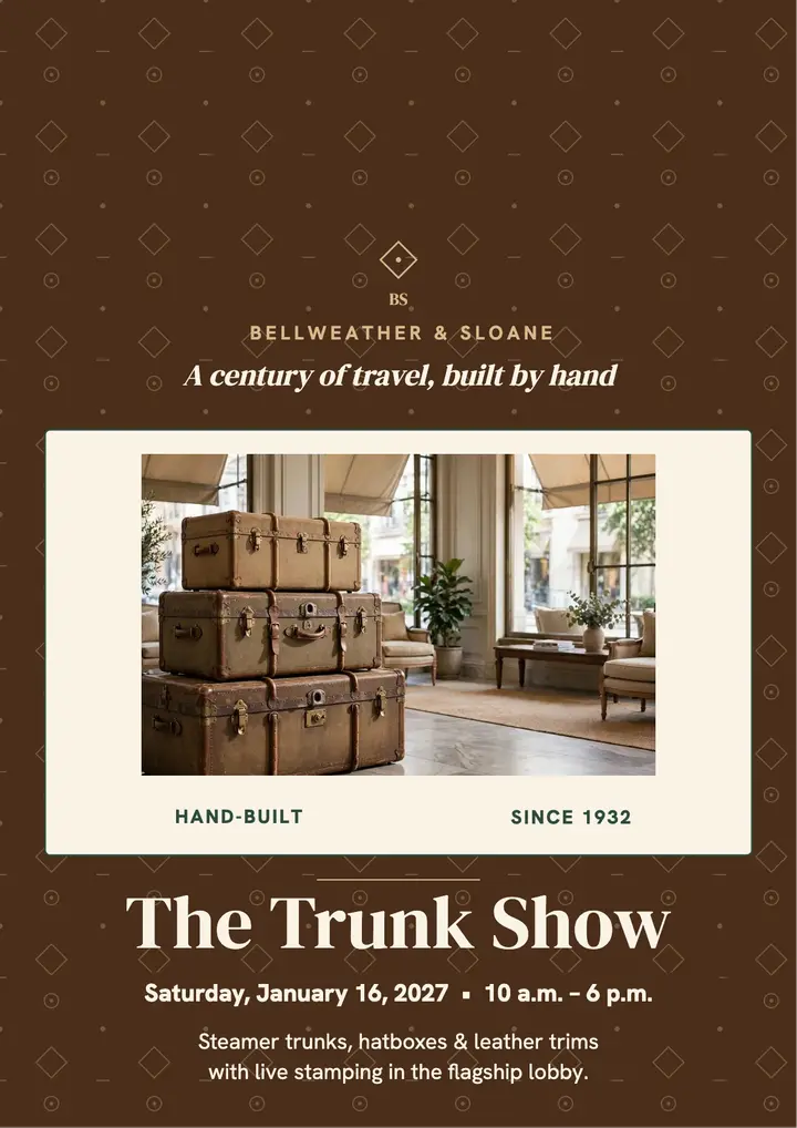 Bellweather and Sloane trunk show flyer template