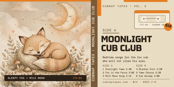 Moonlight Cub Club lullaby cassette post template