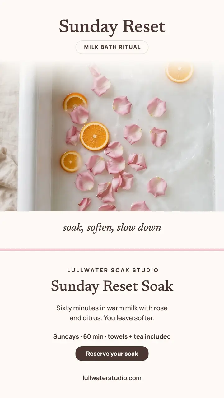 Lullwater Sunday Reset milk bath story template
