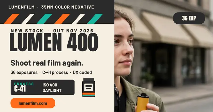 Lumen 400 film stock launch post template