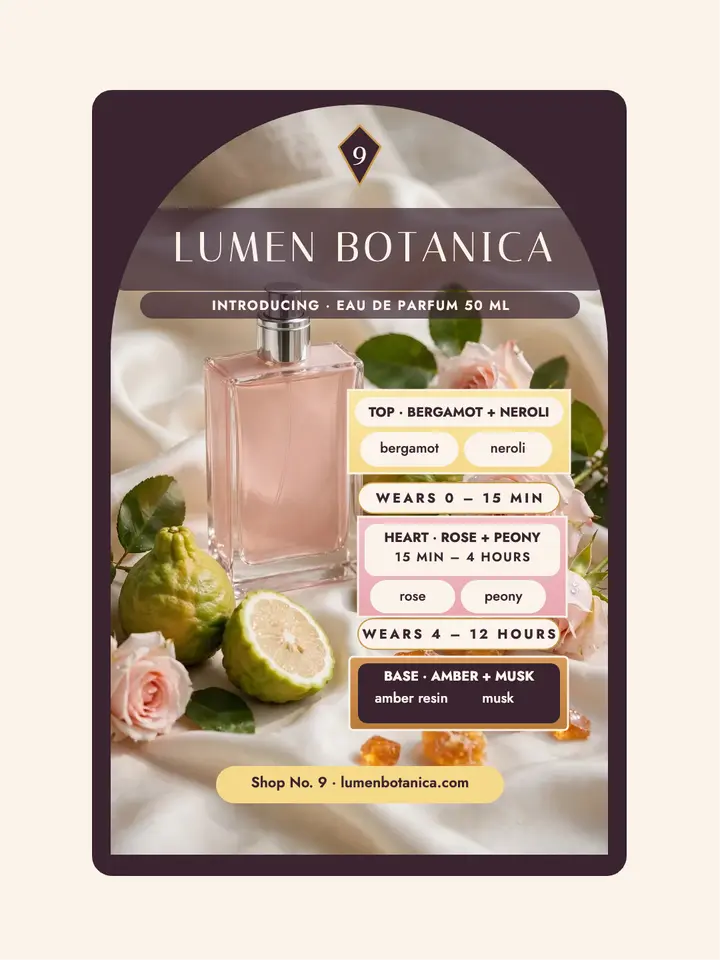 Lumen Botanica No. 9 perfume launch post: perfume launch post template