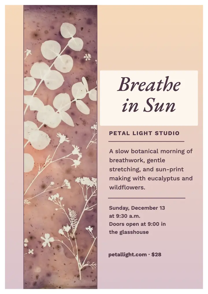 Petal Light sun print breathwork morning flyer template