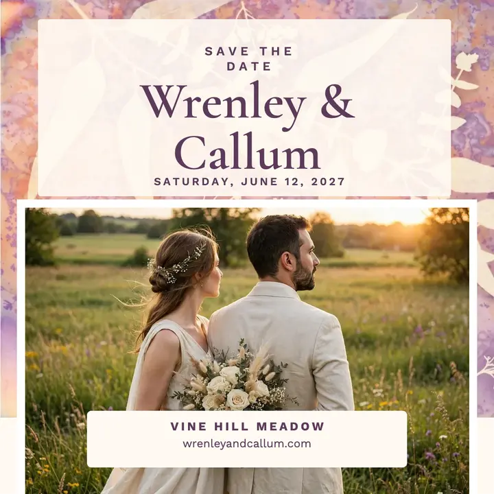 Wrenley and Callum lumen save the date template