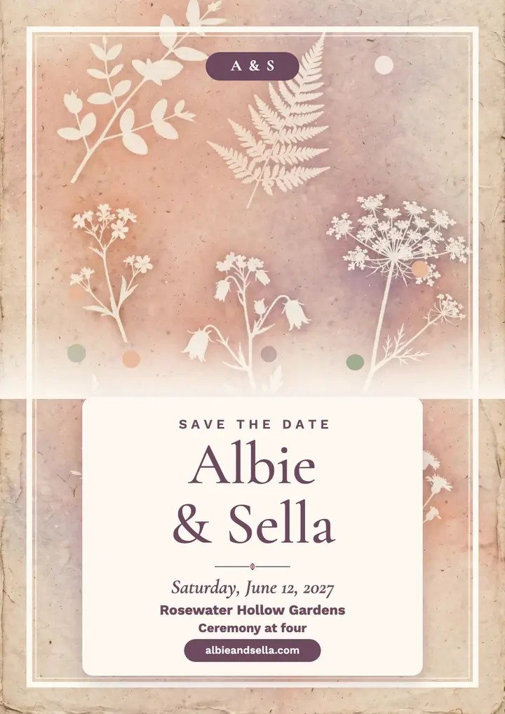 Albie and Sella lumen floral save the date template
