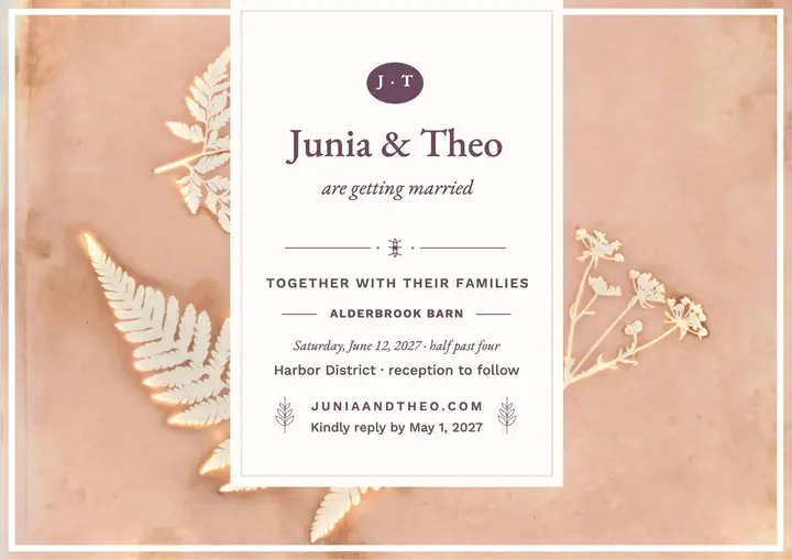 Junia and Theo sun-print floral invite template
