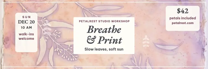 Breathe and Print sun-print workshop header: leaf print workshop header template