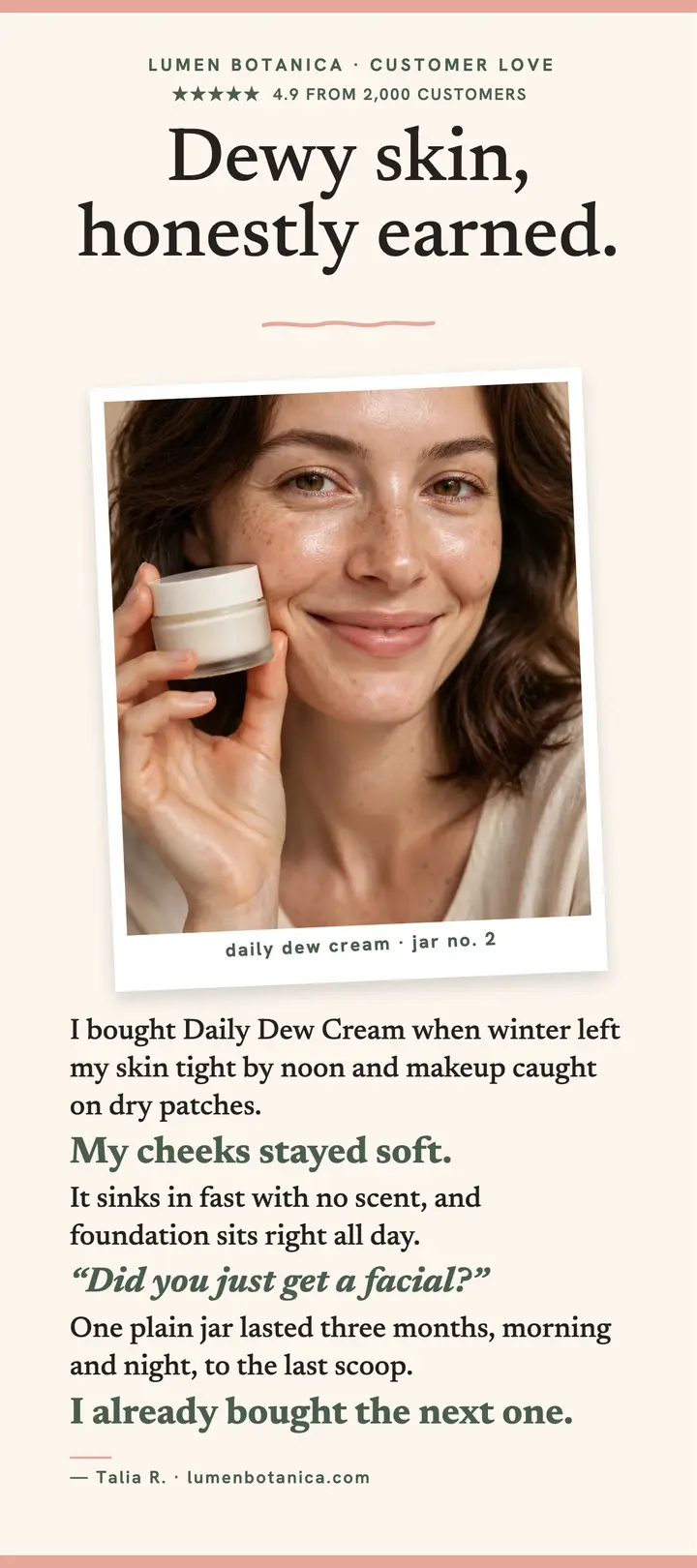 Lumen Botanica dewy review manifesto: dewy skin review template