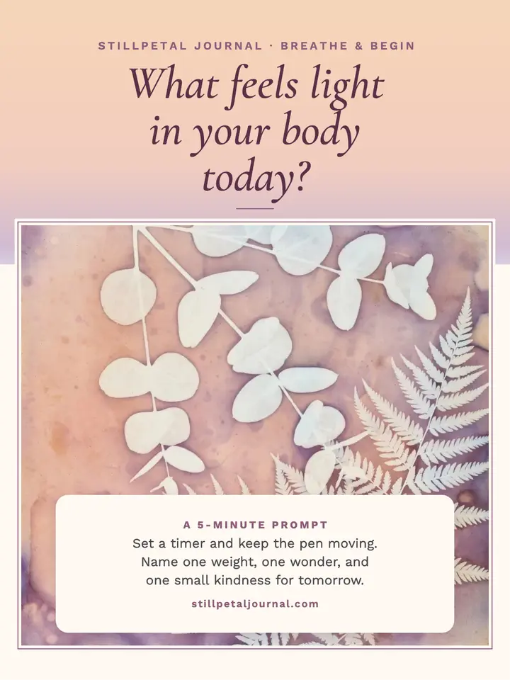 Stillpetal journaling prompt, lumen print template