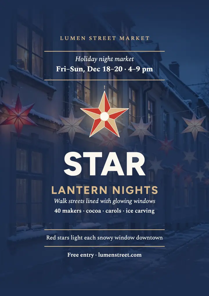 Lumen Street star lantern nights flyer template