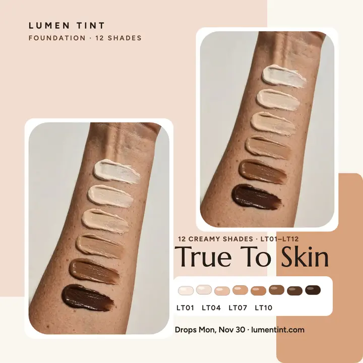 Lumen Tint foundation shade range post: foundation shade post template