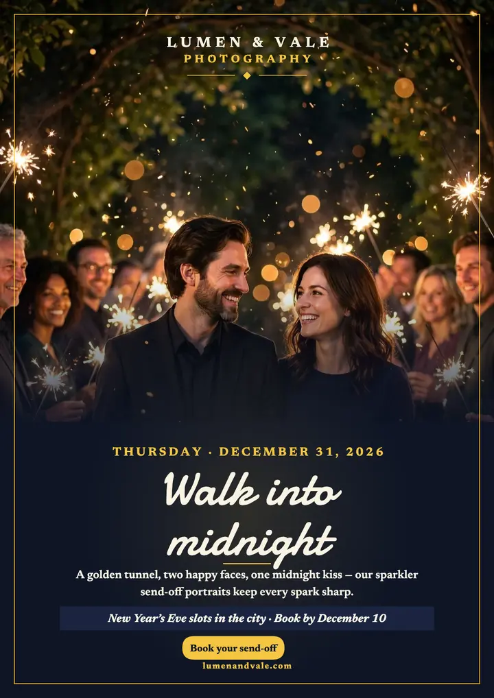 Lumen and Vale New Year send-off flyer: new year send-off flyer template