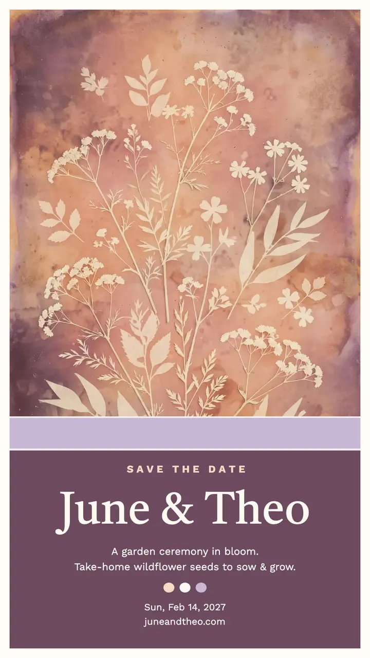 June and Theo garden save the date: wedding save the date story template