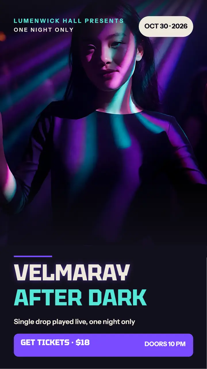 Velmaray after dark DJ night story template