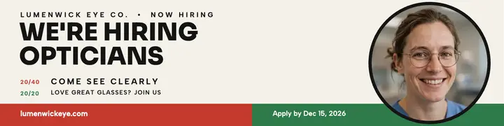 Lumenwick Eye hiring opticians banner template