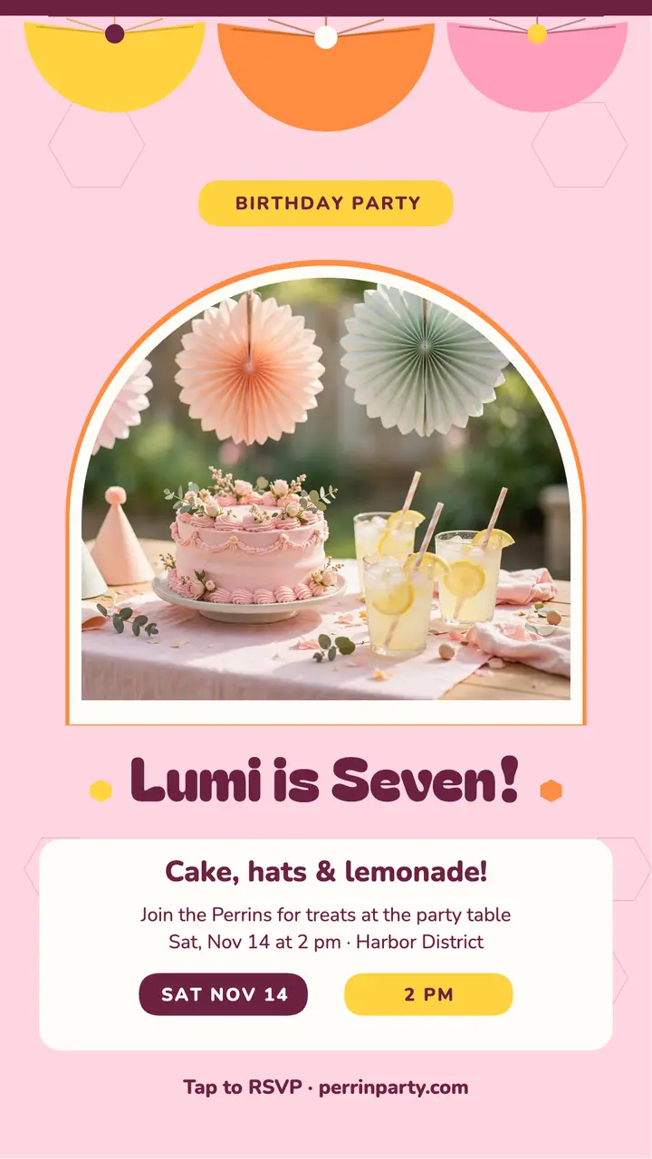 Lumi seventh birthday party story template