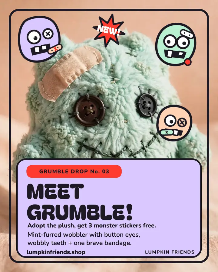 Lumpkin Friends lumpy plush drop post: plush toy drop post template