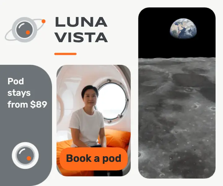 Lunavista Pods lunar capsule hotel ad template