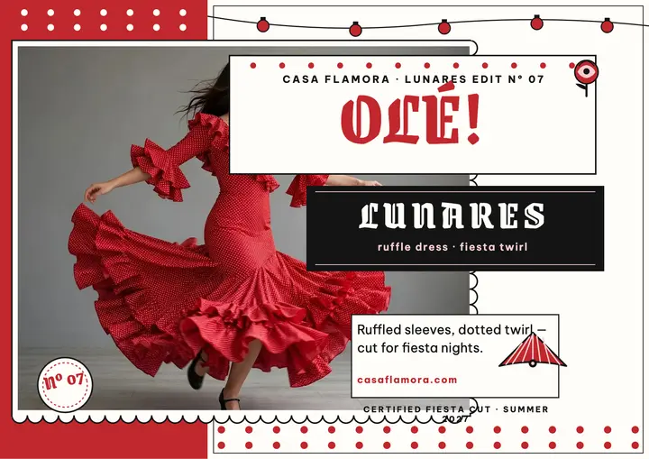 Casa Flamora ruffle dress certificate template