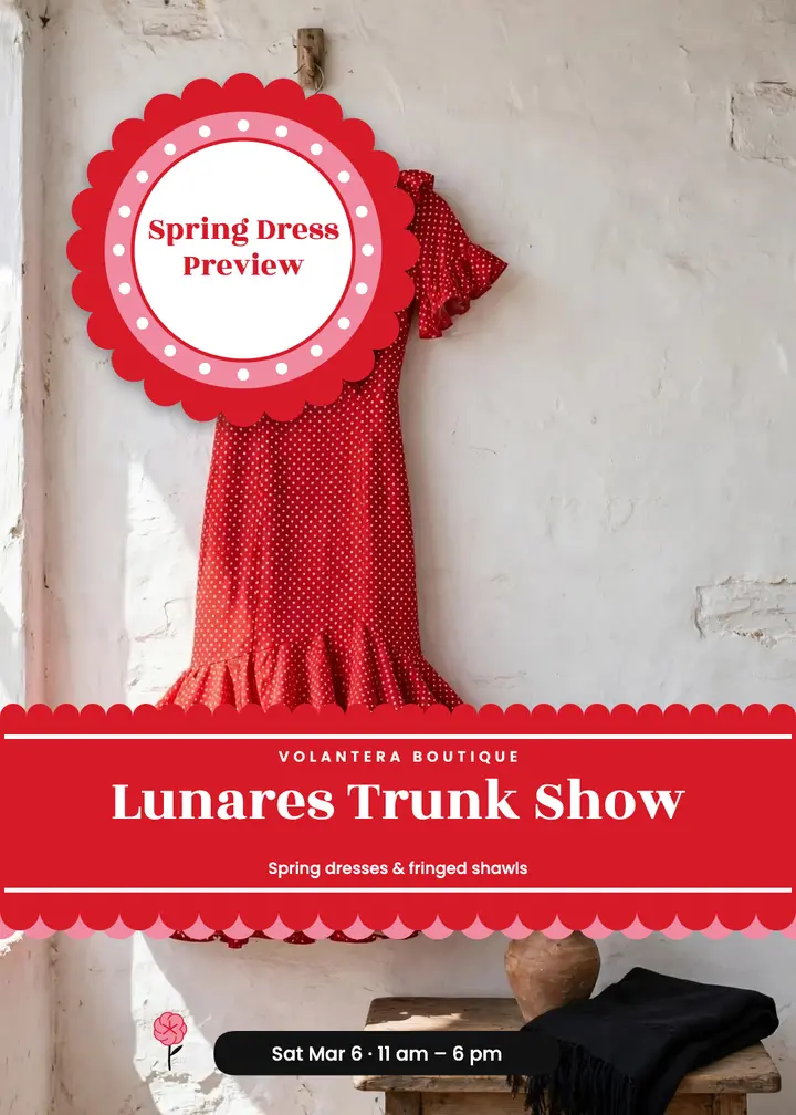 Lunares boutique trunk show invitation, feria style template