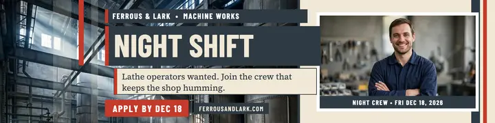 Ferrous and Lark night shift hiring banner template