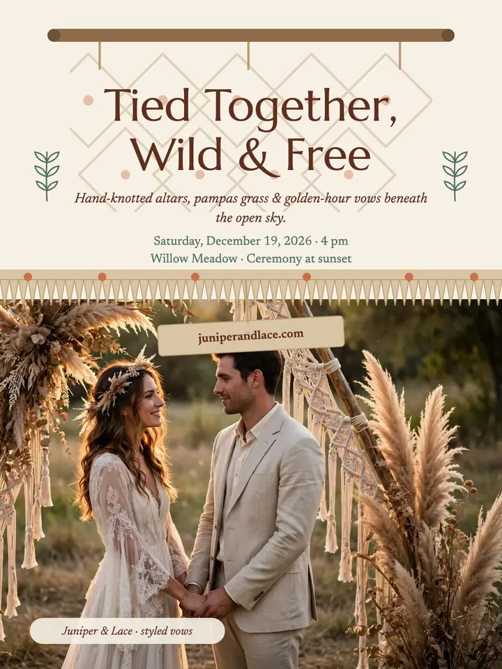 Knotted boho wedding portrait: boho wedding post template