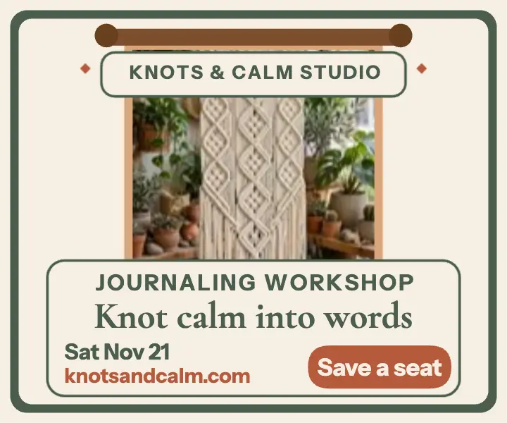 Knots and Calm journaling workshop ad template