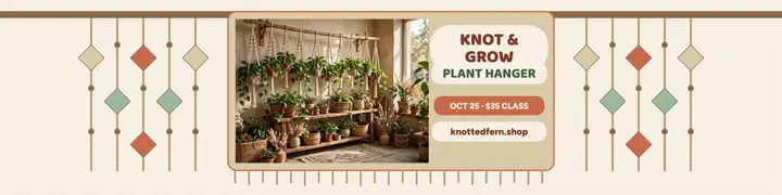 Knotted Fern macrame workshop banner template