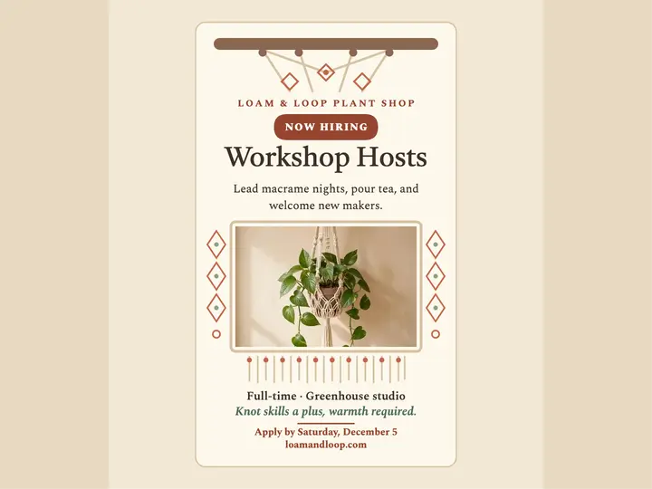 Loam and Loop workshop hosts hiring slide: hiring slide template