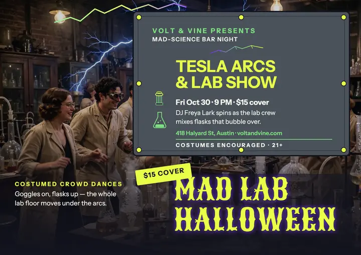 Volt and Vine mad lab Halloween night template