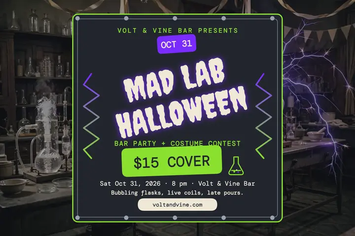 Volt and Vine mad lab Halloween postcard template