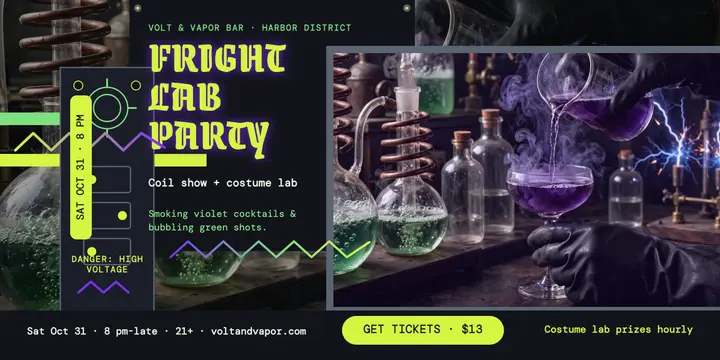 Volt and Vapor Fright Lab Party post template