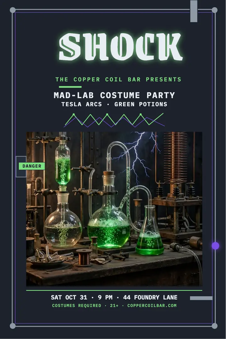 Copper Coil mad-lab Halloween poster template