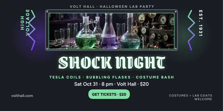 Volt Hall Shock Night lab party post template