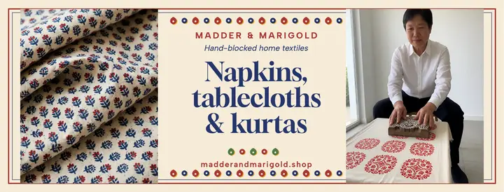 Madder & Marigold block-print textiles cover: home textiles facebook cover template
