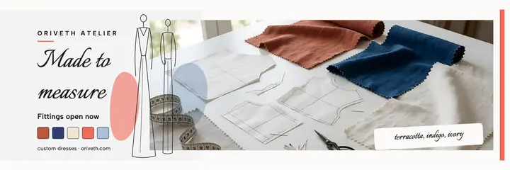Oriveth Atelier made to measure fittings header: tailoring header template