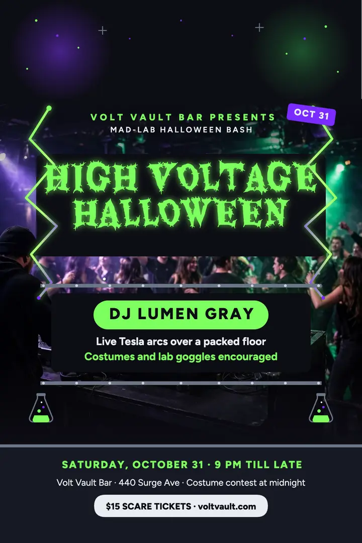 Volt Vault mad-lab Halloween DJ night template