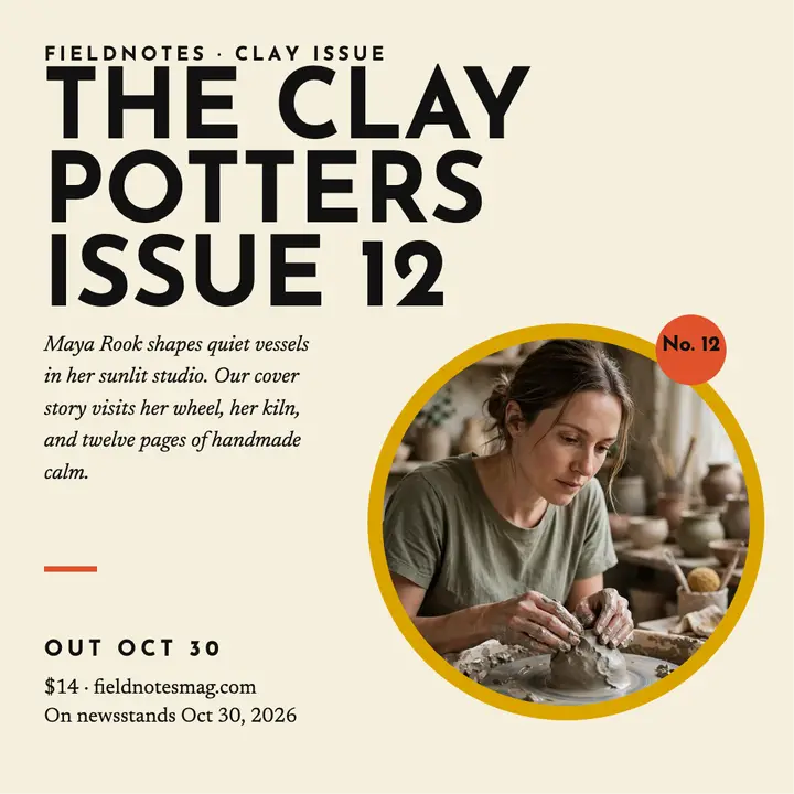 Fieldnotes clay issue drop: magazine issue drop post template